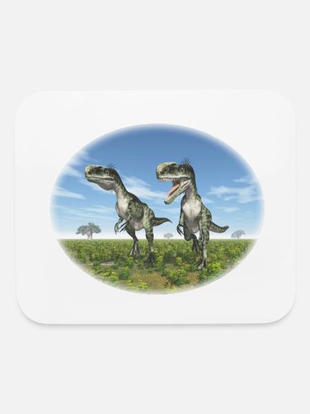 Monolophosaurus in a Prehistoric Landscape - Mouse pad Horizontal - white - Front