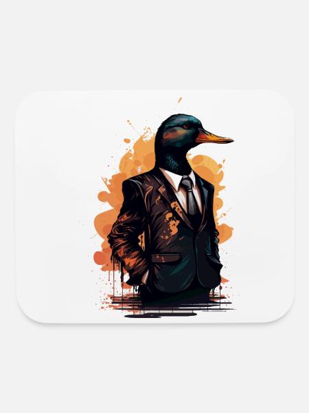 Suit wearing Duck - Mouse pad Horizontal - white - Front