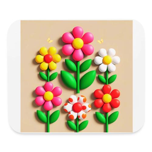 3D Flowers and Butterflies in Amber, Floral Design - Mouse pad Horizontal