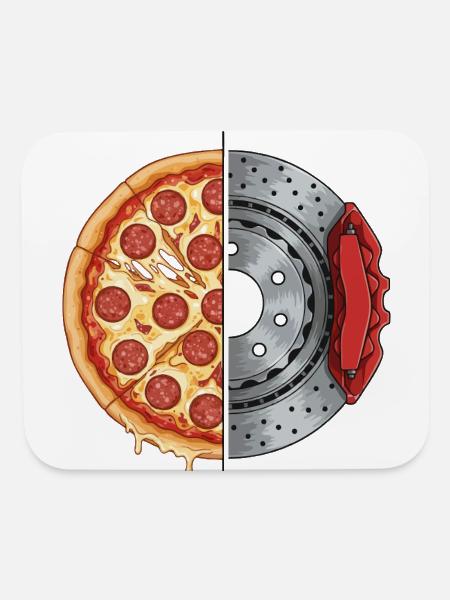 Pizza and Brake Disc Dual Art - Mouse pad Horizontal - white
