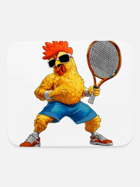 Chicken tennis player - Mouse pad Horizontal - white - Front