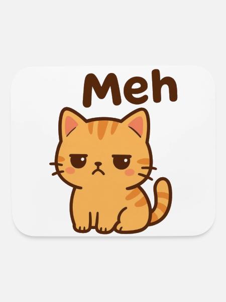 Cute Unimpressed Orange Kitten "Meh" - Mouse pad Horizontal - white - Front