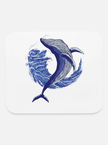 Blue Whale in the Waves - Mouse pad Horizontal - white - Front