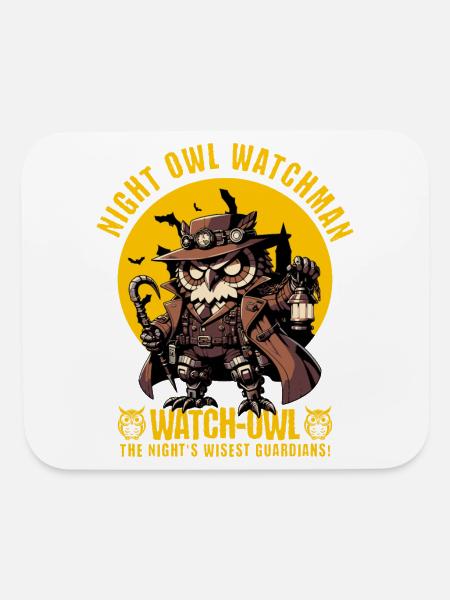 Wise Owl Night Watchman Retro Animal - Mouse pad Horizontal - white