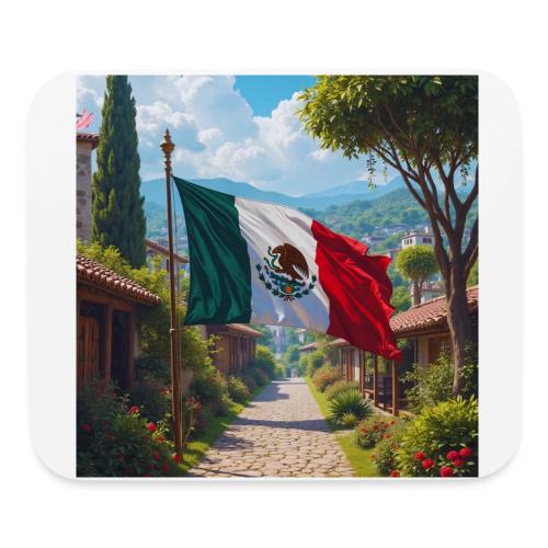 Mexican flag surrounded by nature and magic town - Mouse pad Horizontal