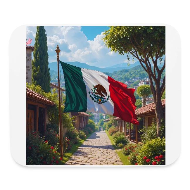 Mexican flag surrounded by nature and magic town