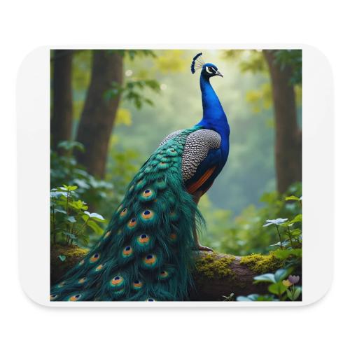 Majestic Peacock in Enchanted Forest - Mouse pad Horizontal