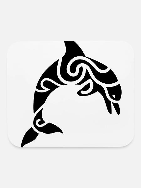 Tribal Dolphin Ocean Tattoo Design - Mouse pad Horizontal - white - Front