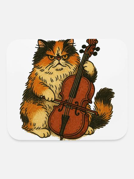 Grumpy Cat Cello Portrait - Mouse pad Horizontal - white - Front