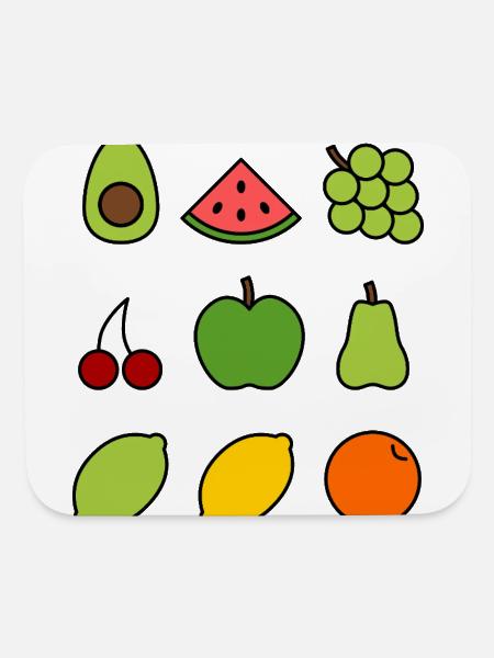 Bright Flat Fruit Icons Pack - Mouse pad Horizontal - white - Front
