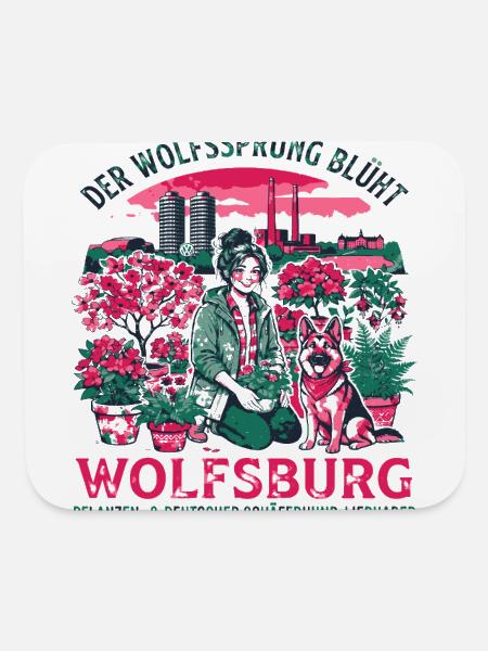 City Wolfsburg Botanical German Shepherd Dog Lover - Mouse pad Horizontal - white - Front
