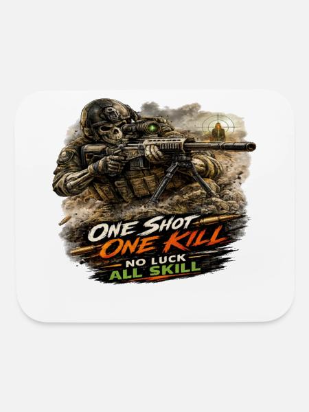 Skeleton Sniper – One Focus, Perfect Aim - Mouse pad Horizontal - white - Front