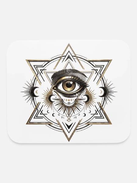 Occult Eye in Geometric Star - Mouse pad Horizontal - white - Front