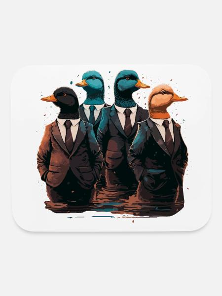 Funny Ducks in Suits - Mouse pad Horizontal - white - Front