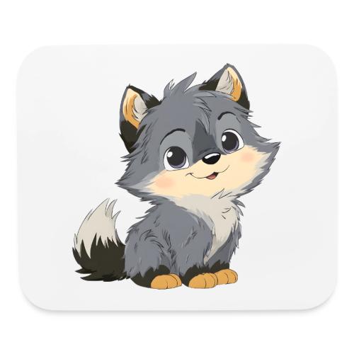 Cute Cartoon Baby Wolf with Innocent Eyes - Mouse pad Horizontal