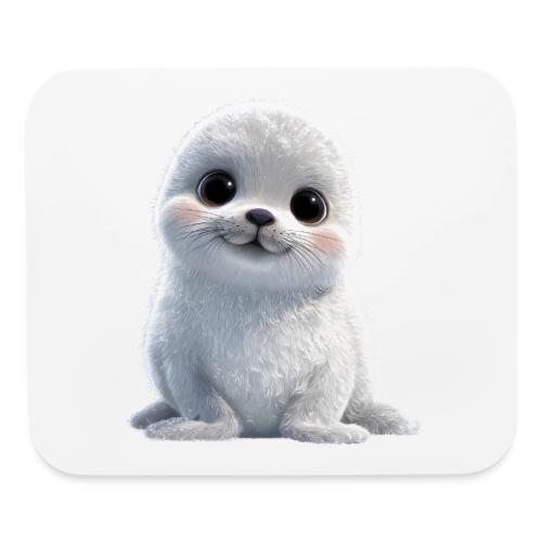 Cute White Cartoon Baby Sea Lion - Mouse pad Horizontal