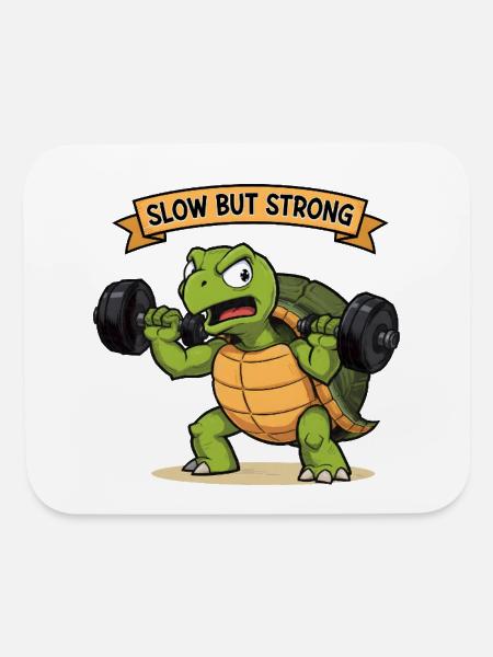 Slow But Strong Turtle - Mouse pad Horizontal - white - Front