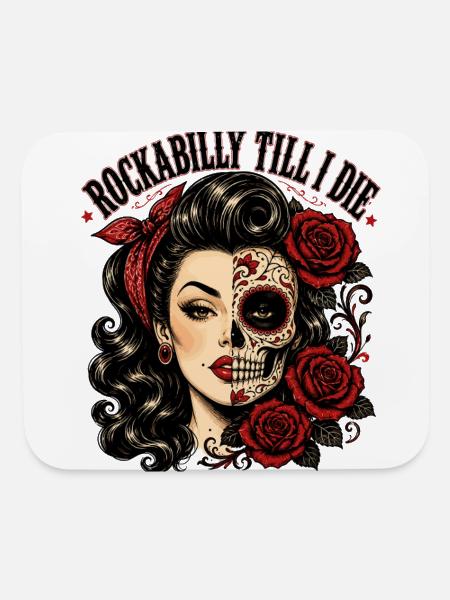 Rockabilly Sugar Skull Pinup till I die - Mouse pad Horizontal - white - Front