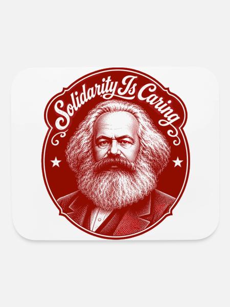 Solidarity Is Caring Red Emblem Karl Marx - Mouse pad Horizontal - white - Front