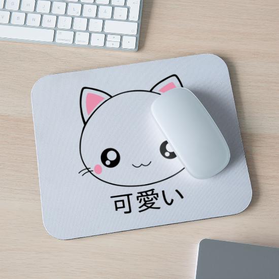 Cute Kawaii Cat Face Japanese Anime' Mouse Pad | Spreadshirt