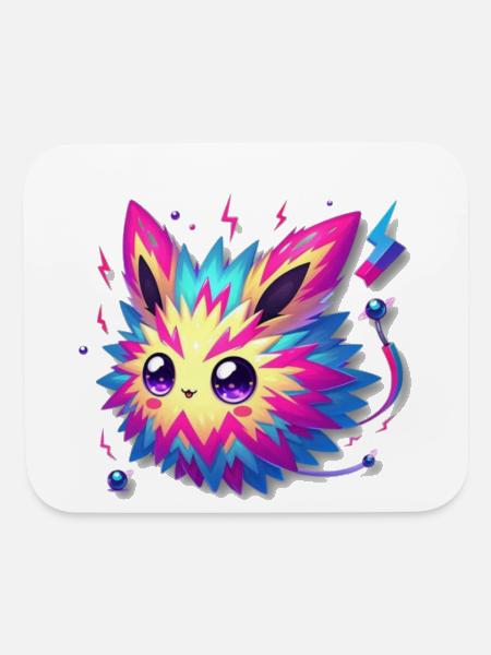 funny cute magnetic fox monster - Mouse pad Horizontal - white - Front
