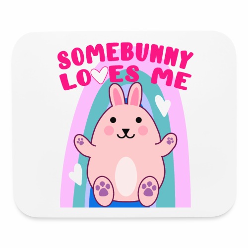 Easter Bunny Rabbit Rainbow Hearts Kawaii Anime LG - Mouse pad Horizontal