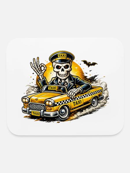 Skeleton Taxi Driver Retro Vintage Cab Driver Hall - Mouse pad Horizontal - white - Front