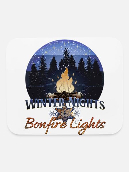 Winter Nights with Bonfire Lights Retro Sunset - Mouse pad Horizontal - white - Front