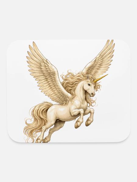 Winged Unicorn – Magical Fantasy Motif - Mouse pad Horizontal - white - Front