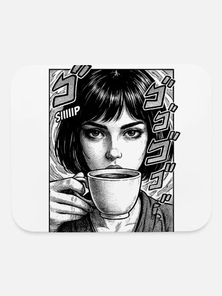 Manga Noir Coffee Sip - Mouse pad Horizontal - white - Front