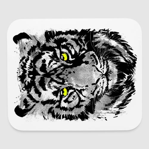 Gray Tiger Head Portrait Drawing - Black and White - Mouse pad Horizontal