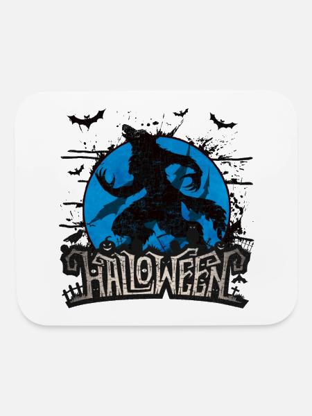 Werewolf howling at the moon - Mouse pad Horizontal - white - Front