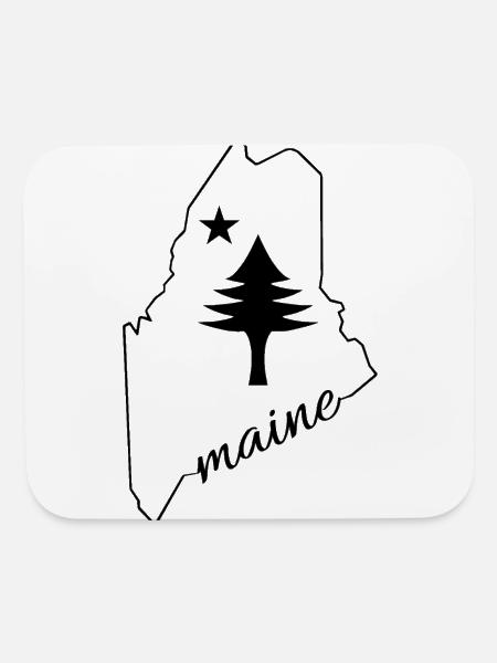 Pine tree and star 1901 flag map of Maine State - Mouse pad Horizontal - white - Front