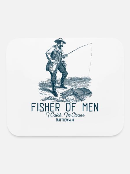 Fisher of Men – Vintage Christian Fishing Shirt - Mouse pad Horizontal - white - Front