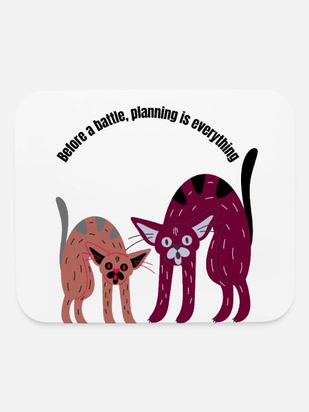 Cats before a battle - Mouse pad Horizontal - white