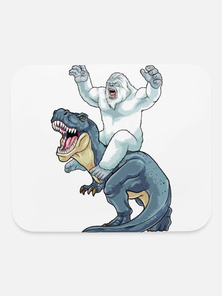 Yeti Riding Dinosaur - Mouse pad Horizontal - white - Front
