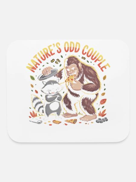 Bigfoot and Raccoon Nature’s Odd Couple - Mouse pad Horizontal - white - Front
