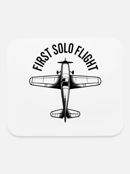First Solo Flight Student Pilot Airplane - Mouse pad Horizontal - white - Front