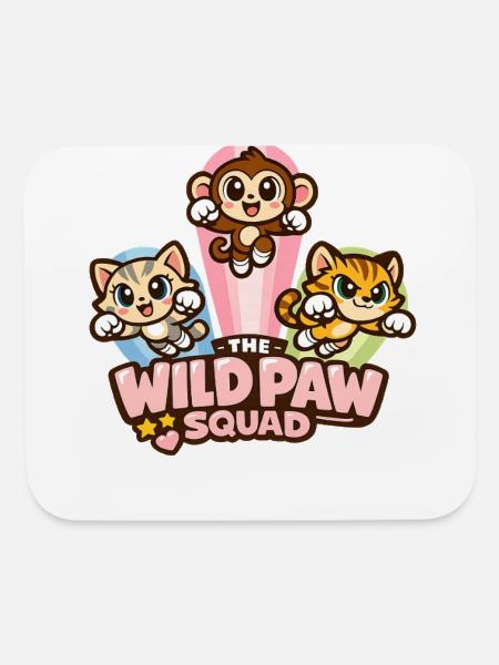 Wild Paw Squad Cute Animal Friends - Mouse pad Horizontal - white - Front