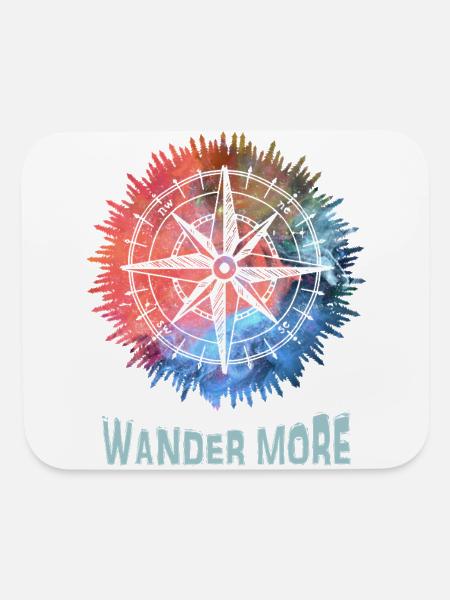 Wander More Cosmic Compass Adventure Gift - Mouse pad Horizontal - white - Front