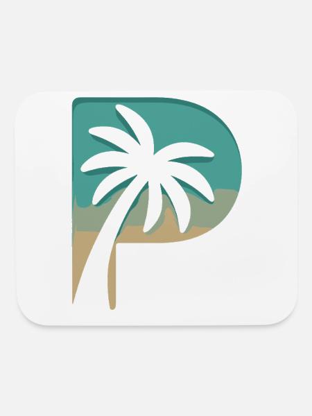 Palm Tree Paradise Letter P Coastal Vibes - Mouse pad Horizontal - white - Front