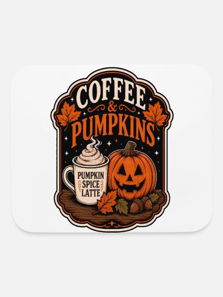 Coffee & Pumpkins Latte Art - Mouse pad Horizontal - white