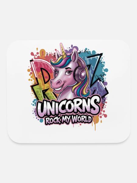  Unicorns Rock My World Rainbow Graffiti - Mouse pad Horizontal - white - Front