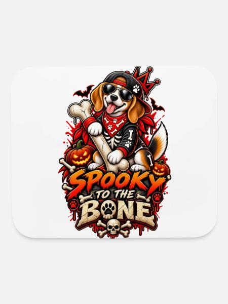 Spooky To The Bone Beagle Halloween Shirt - Mouse pad Horizontal - white - Front