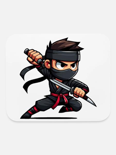 Kinetic Cartoon Ninja Warrior - Mouse pad Horizontal - white - Front