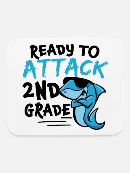 Ready To Attack 2nd Grade Shark - Mouse pad Horizontal - white - Front