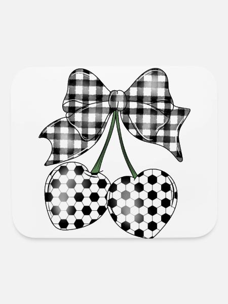Checkered Cherry Bow Print - Mouse pad Horizontal - white - Front