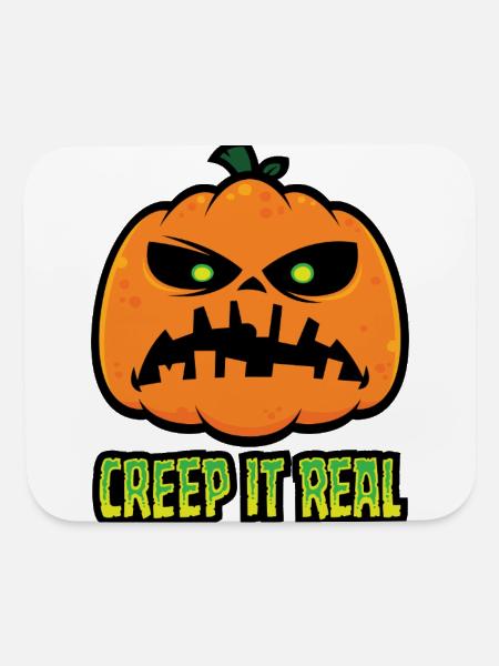 Creep It Real Grumpy Halloween Pumpkin - Mouse pad Horizontal - white - Front