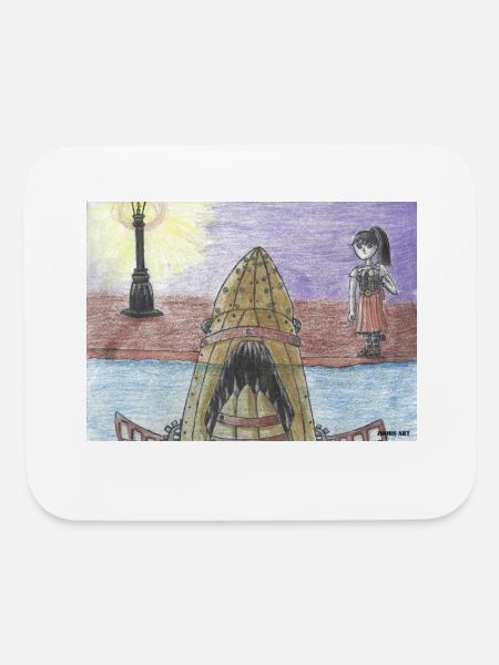 Steampunk Shark: The Clockwork Killer! - Mouse pad Horizontal - white - Front