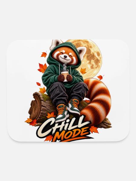 Chill Mode Red Panda Autumn - Mouse pad Horizontal - white - Front